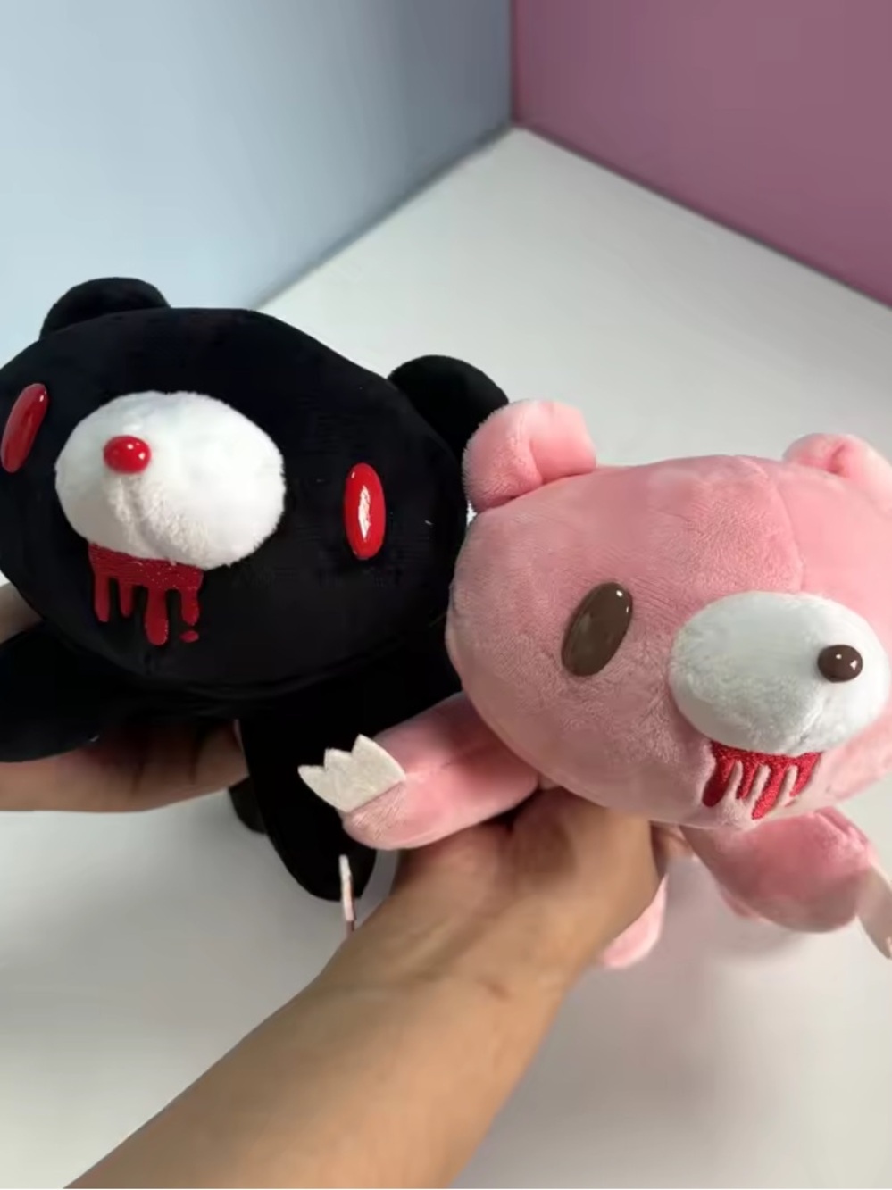 Creepy Cute Plush Bear Duo - Pink & Black